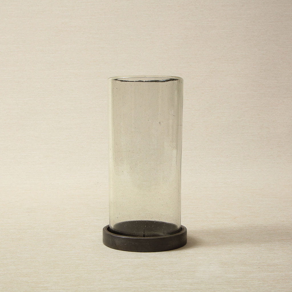 Glass Cylinder Hurricane with Steel base