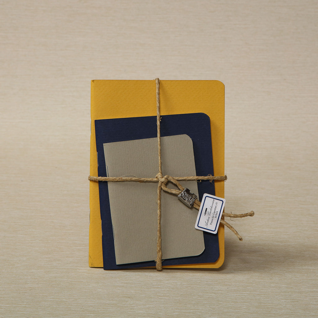 Set of Grey, Blue, Yellow Notebooks
