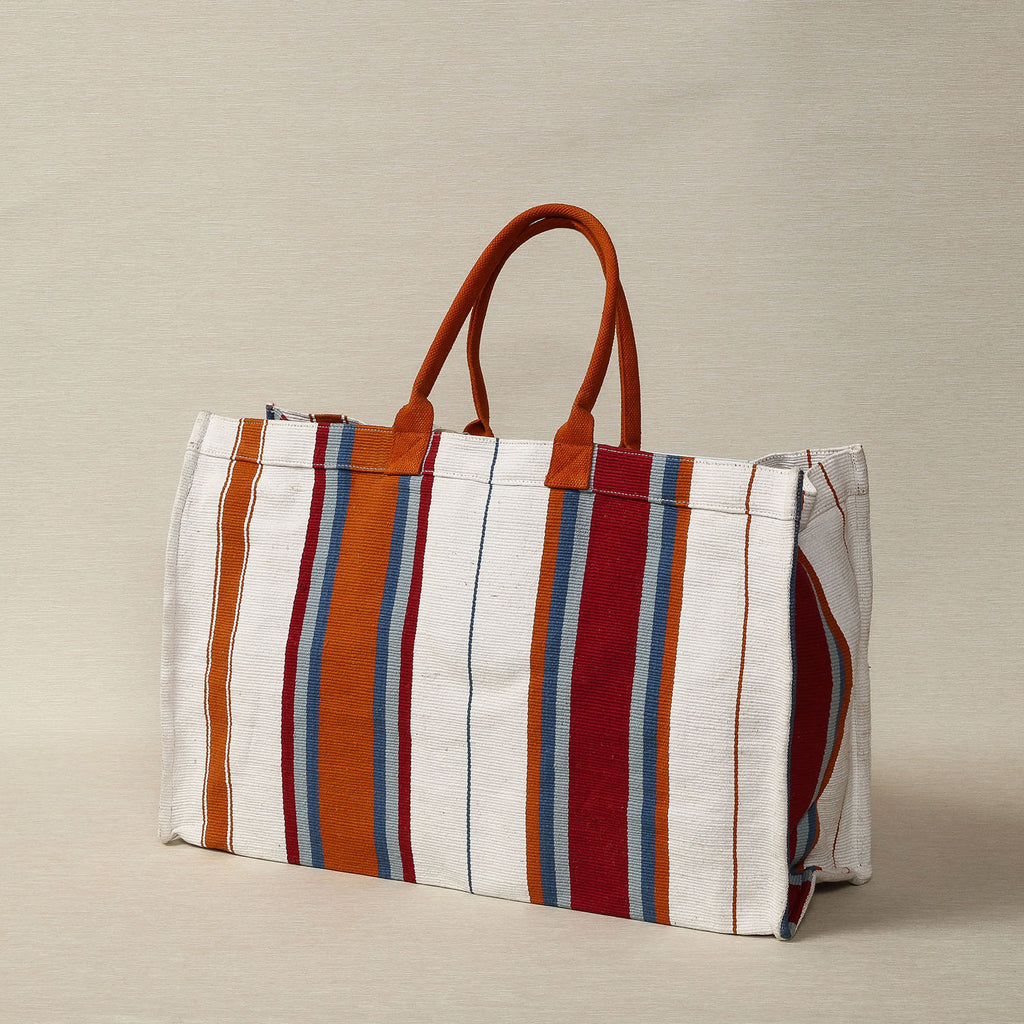 Jute and Cotton striped tote