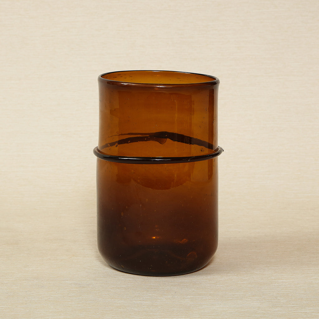 Glass Cylinder Vase with Banded Detail