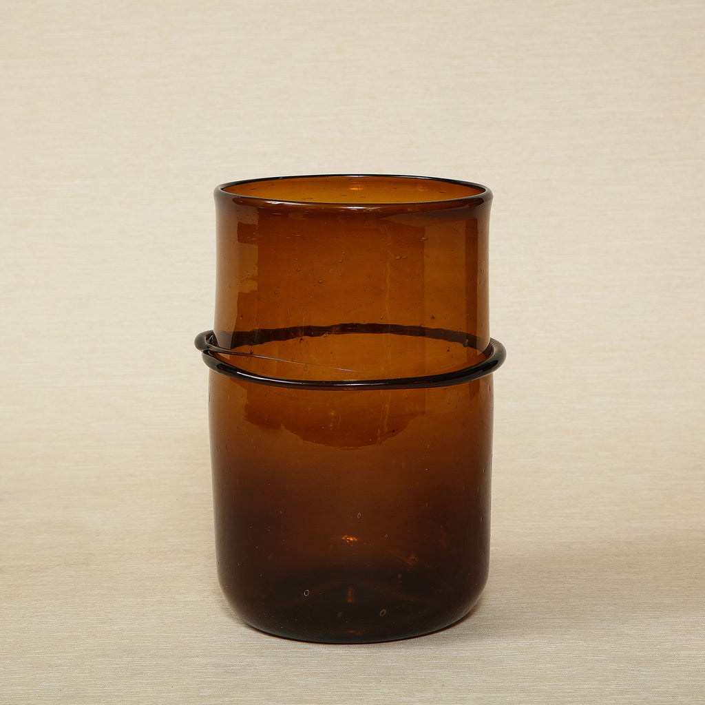 Glass Cylinder Vase with Banded Detail