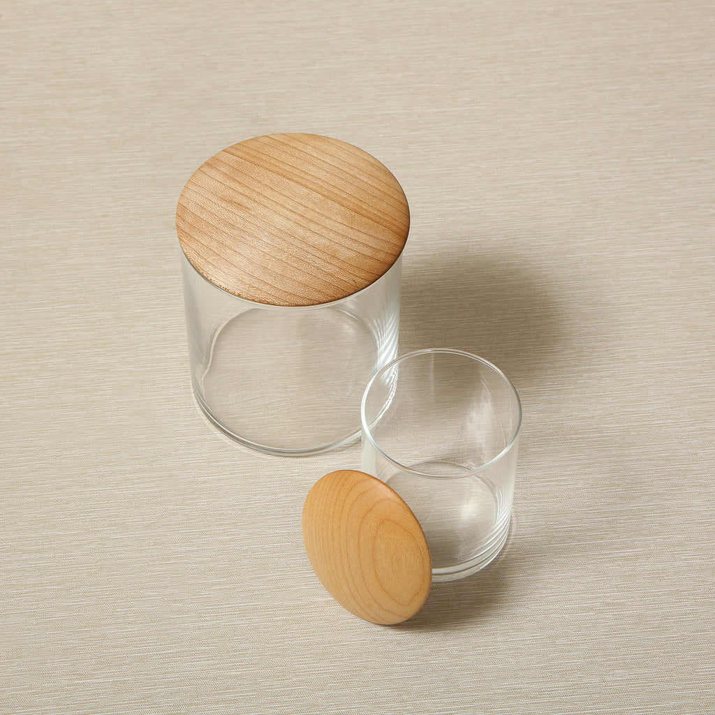 Simple Glass Storage Container with maple lid extra small