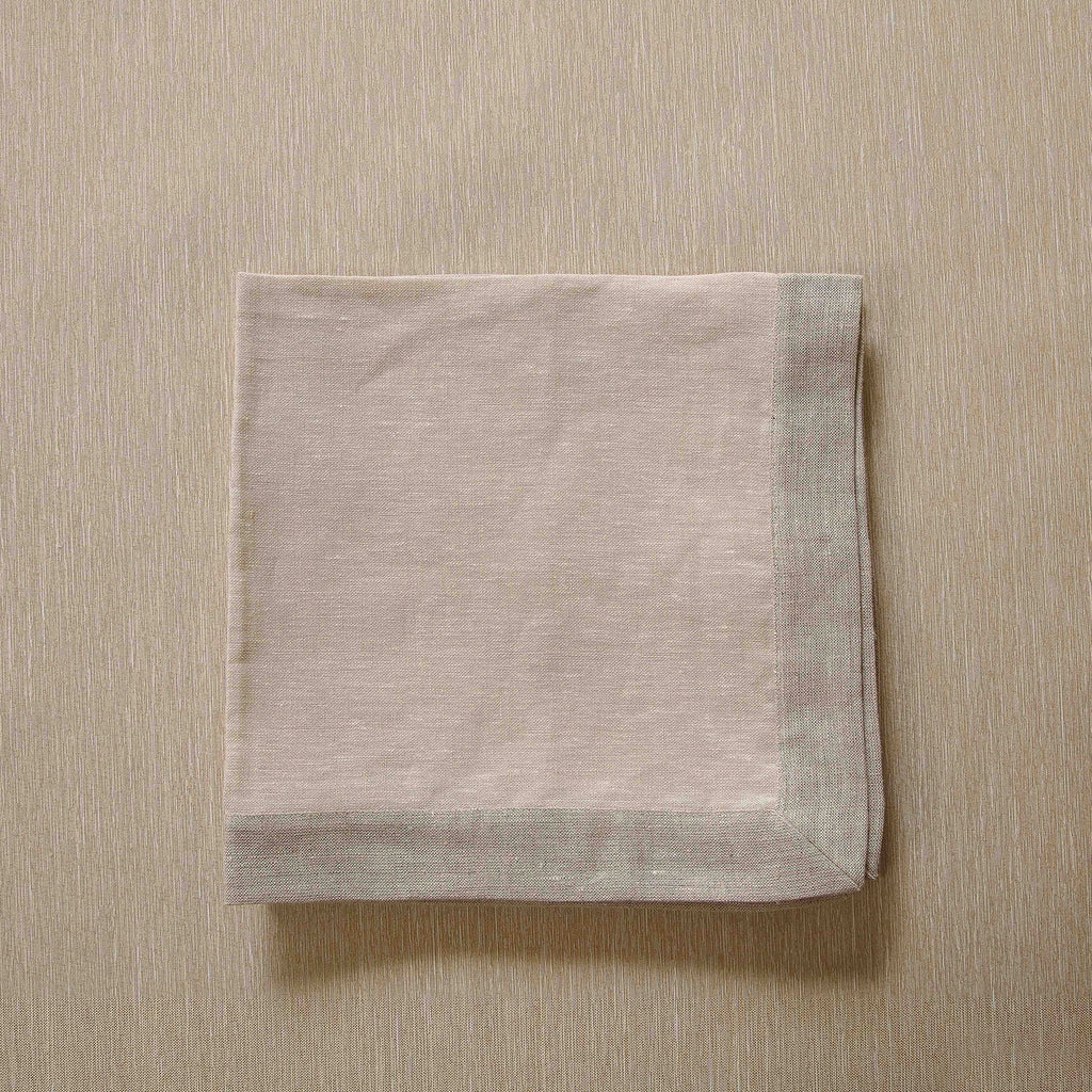 Linen Napkin in Sand with Oatmeal Wide Boarder