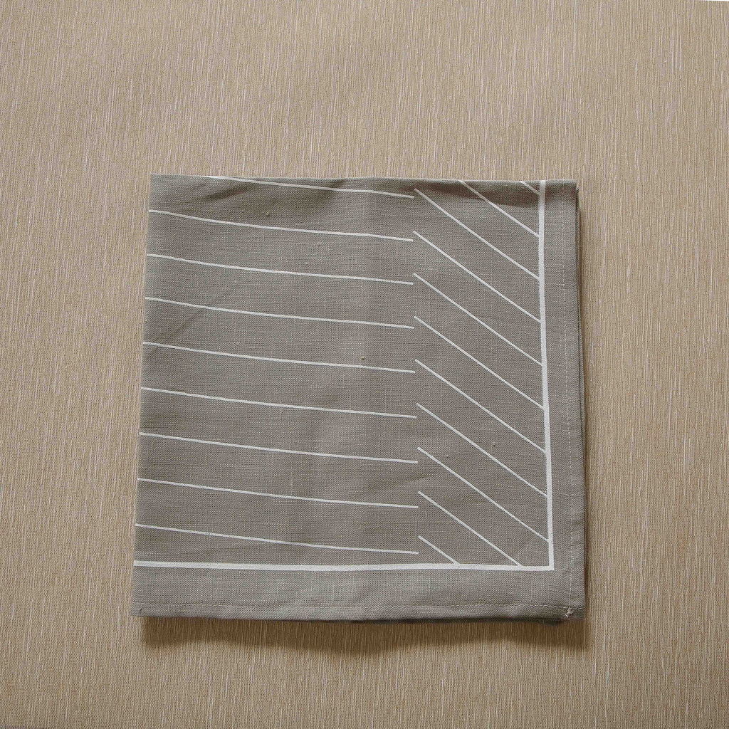 Gray linen napkin with thin lines