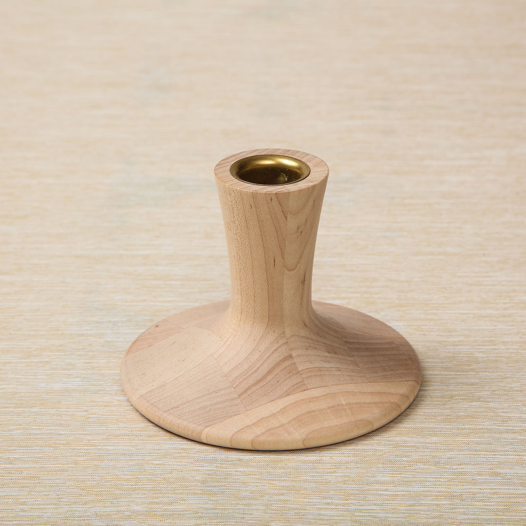 Trumpet candle holder in white maple