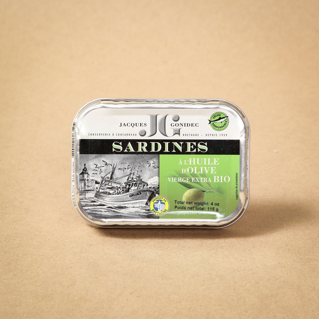 Jacques Gonidec Sardines in Organic Olive Oil 115g