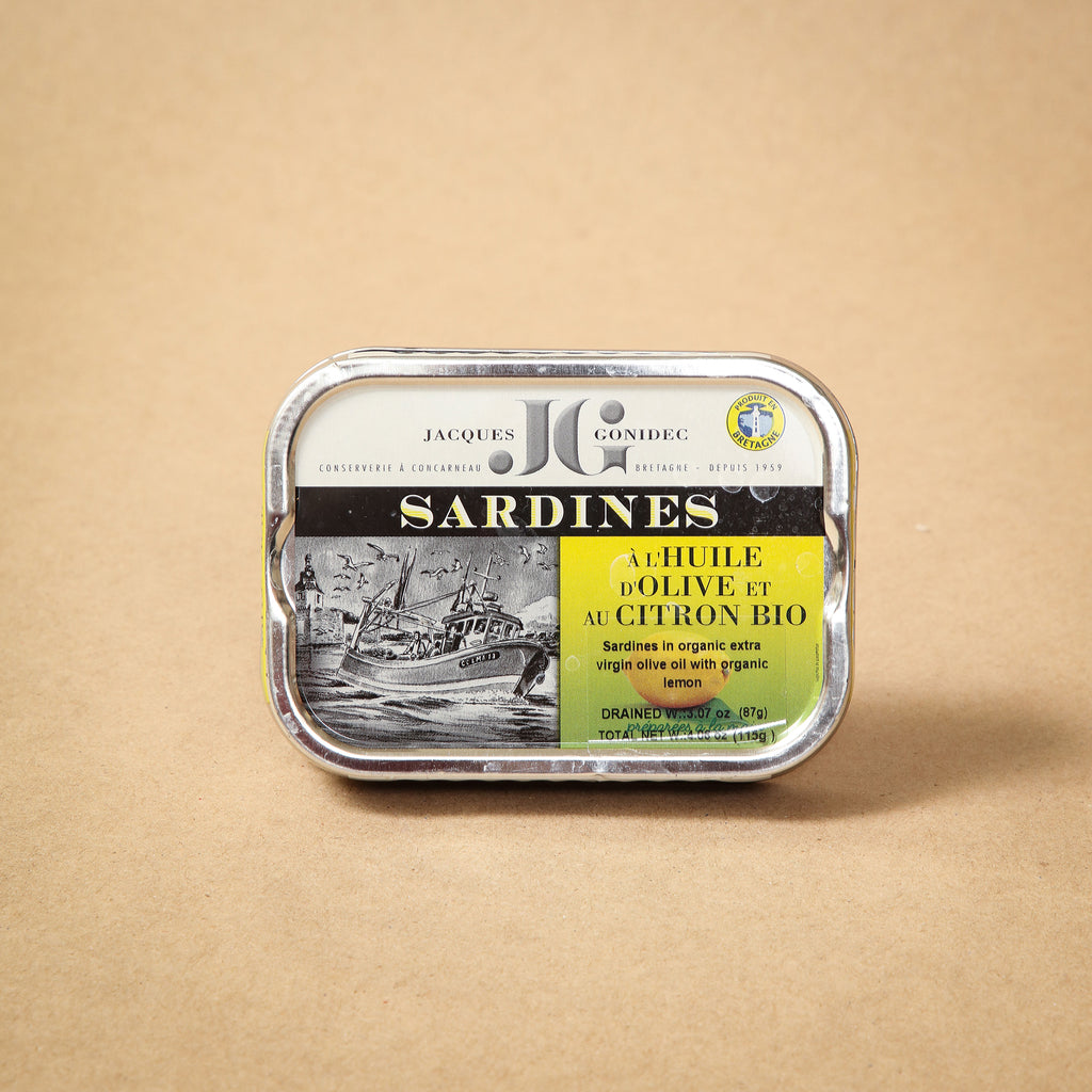 Jacques Gonidec Sardines in Organic Olive Oil with Lemon 115g
