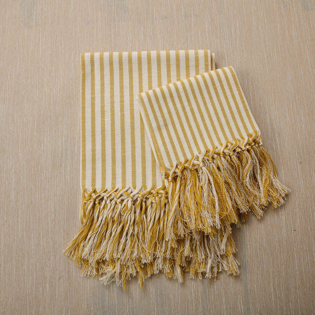 Gold jacquard stripe guest towel