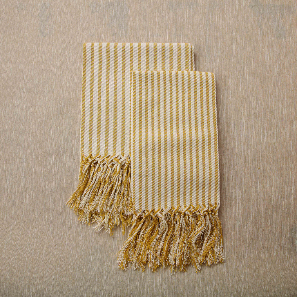 Gold jacquard stripe guest towel