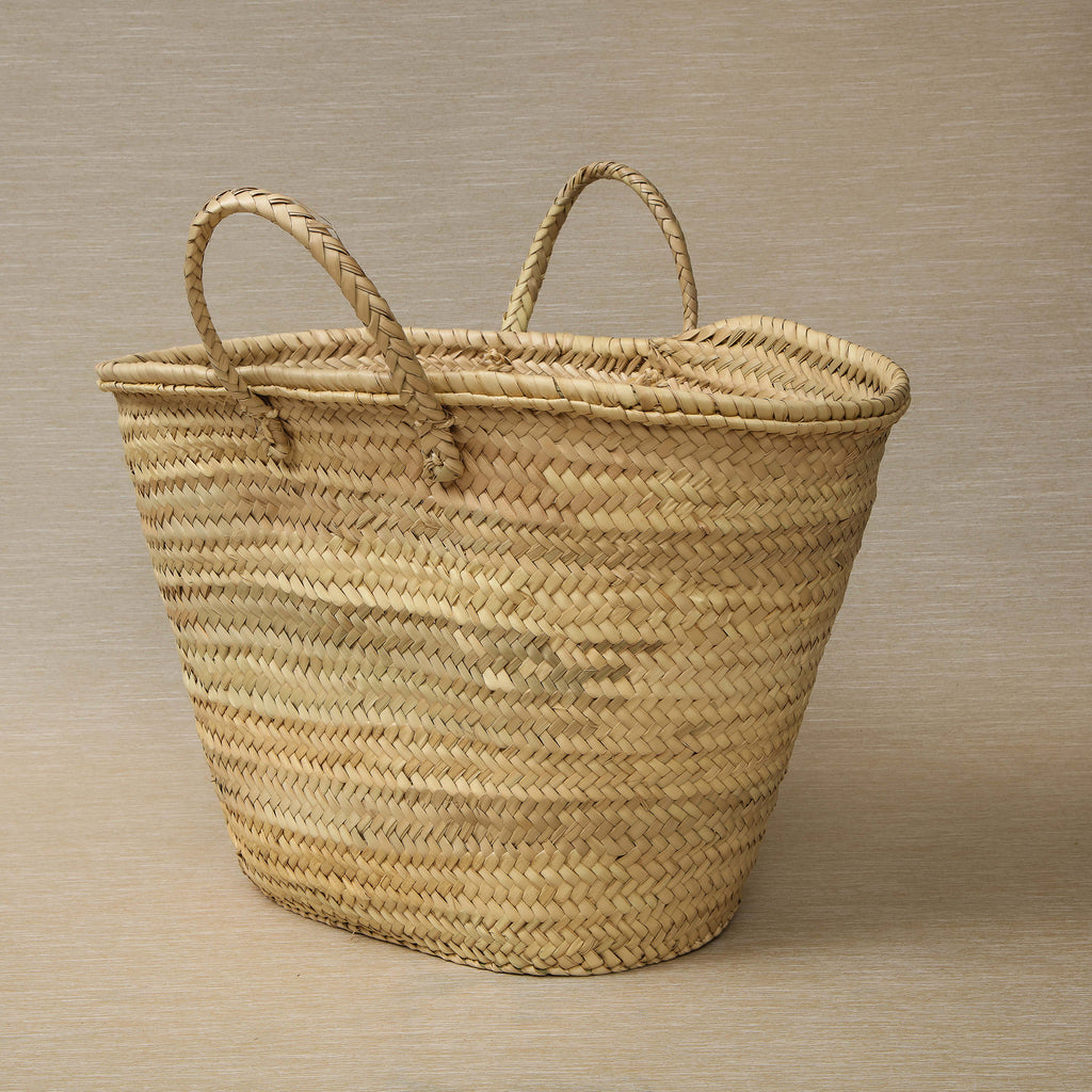Large Straw Tote with Straw Handles