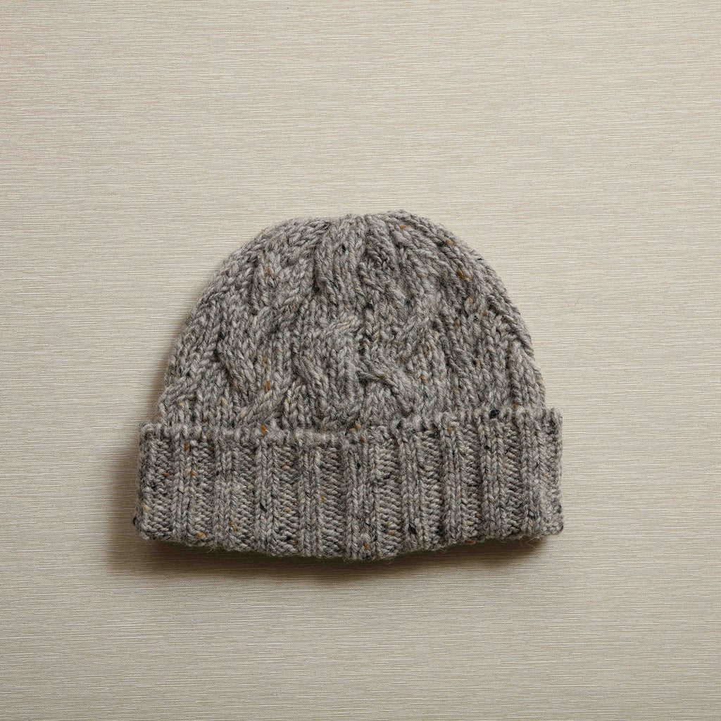 Irish knit chunky cable hat in grey