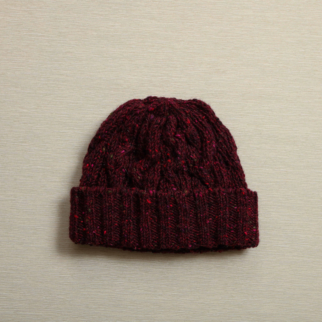 Irish knit chunky cable hat in heather