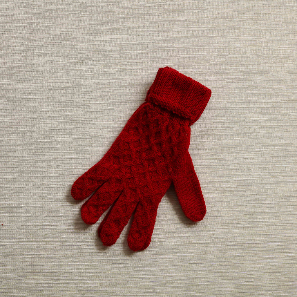 Honeycomb knit lambswool gloves