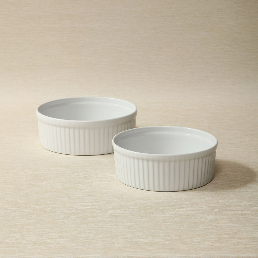 Classic pleated souffle dish by Pillivuyt, France - 7-1/4"  -5c