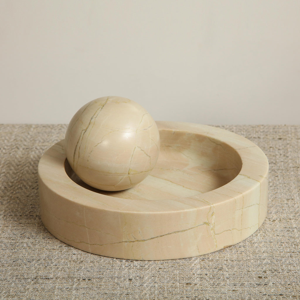 Atlas Sphere & Stone bowl in coral by Thomas O'Brien