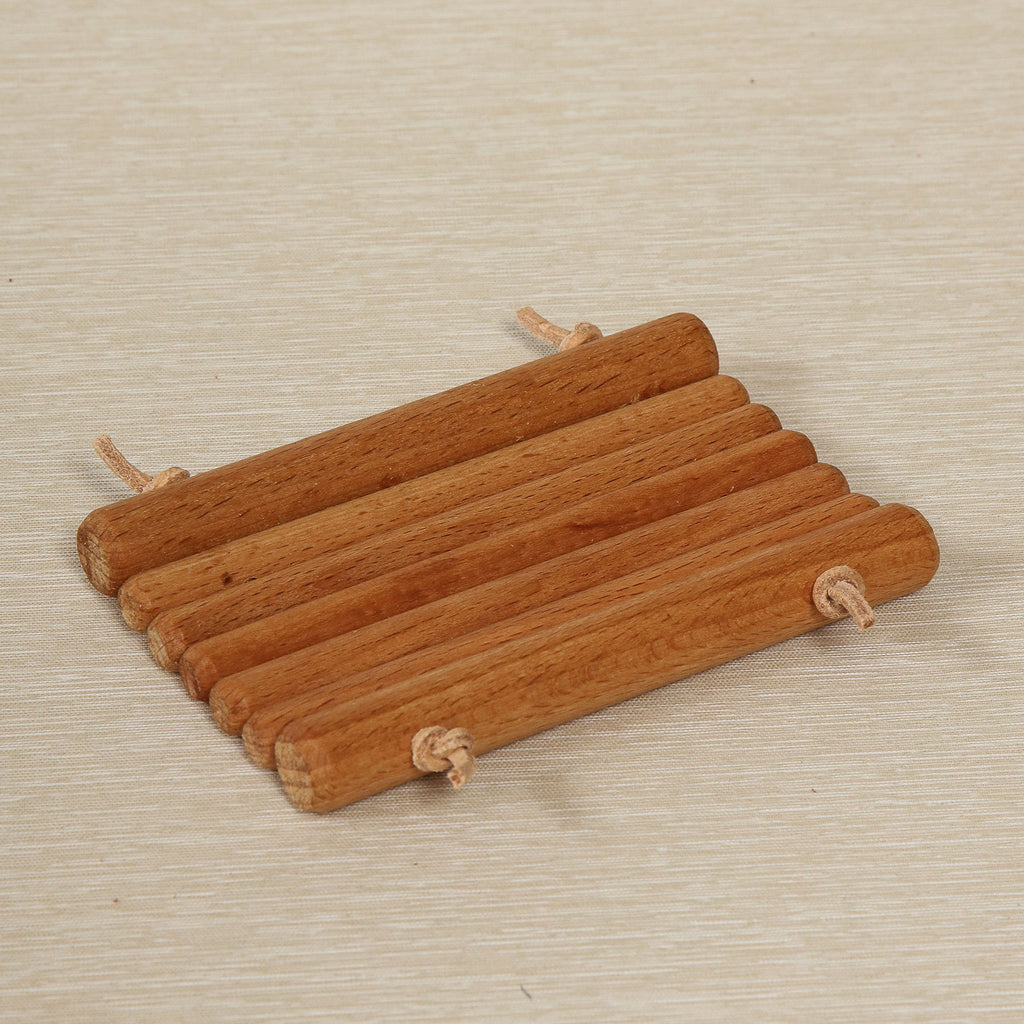 Rolled Beech & Leather Soap dish