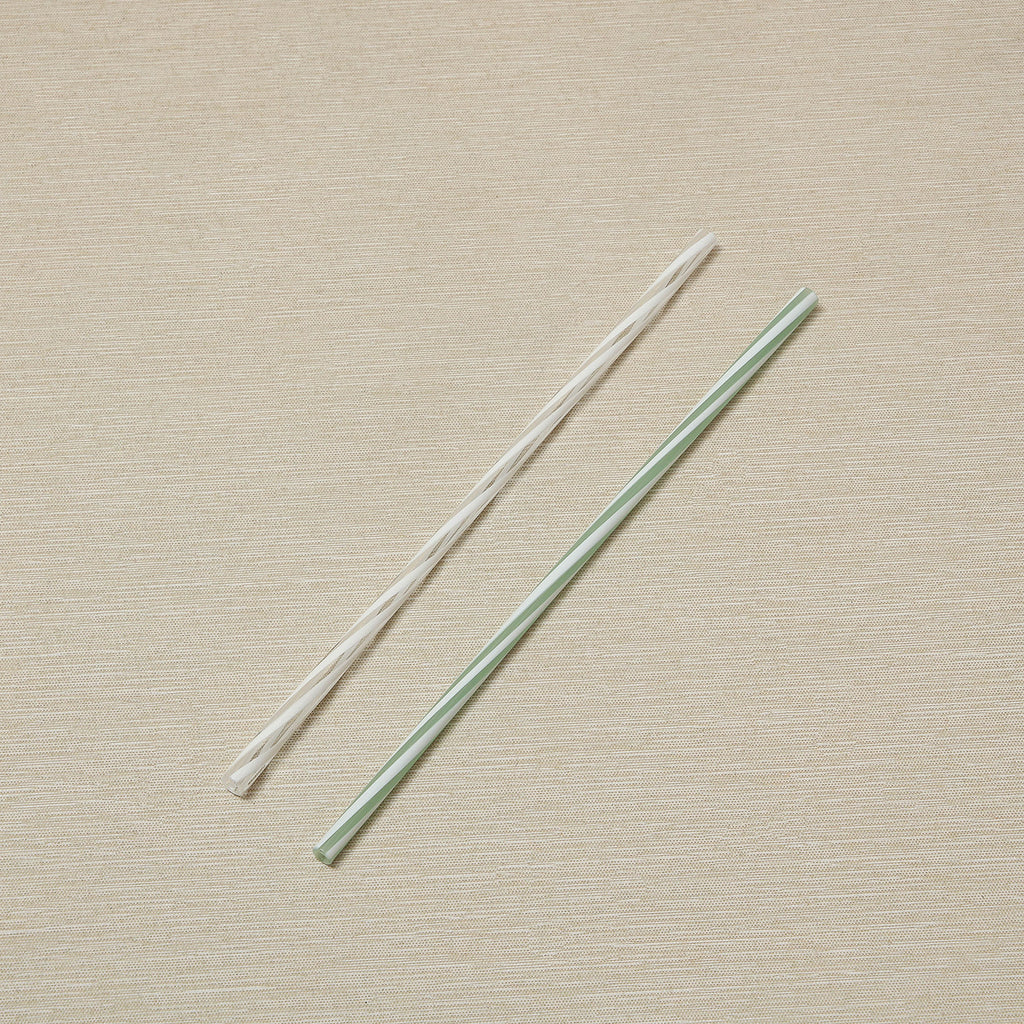 Mint and White Twisted Glass Straw