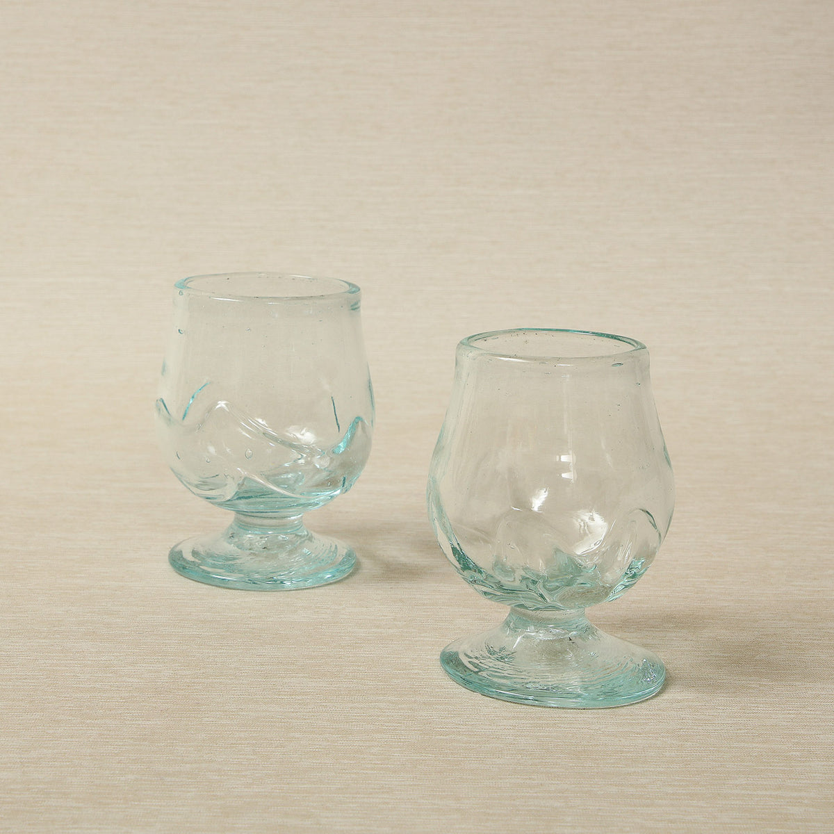 Hand Blown Rare Wine Cups-Straws Footed Lightweight Fragile Glass Drink  Pair