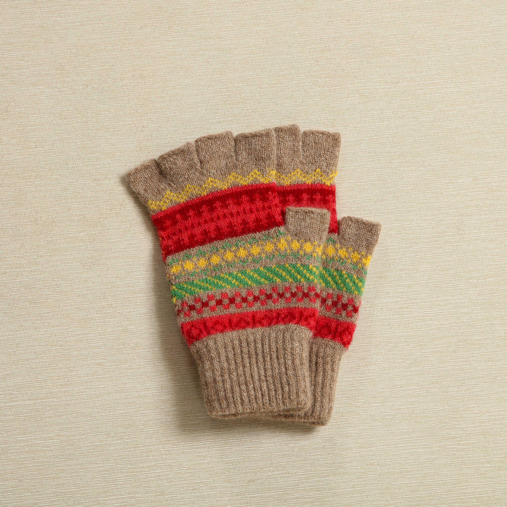 Women's pattern lambswool fingerless gloves